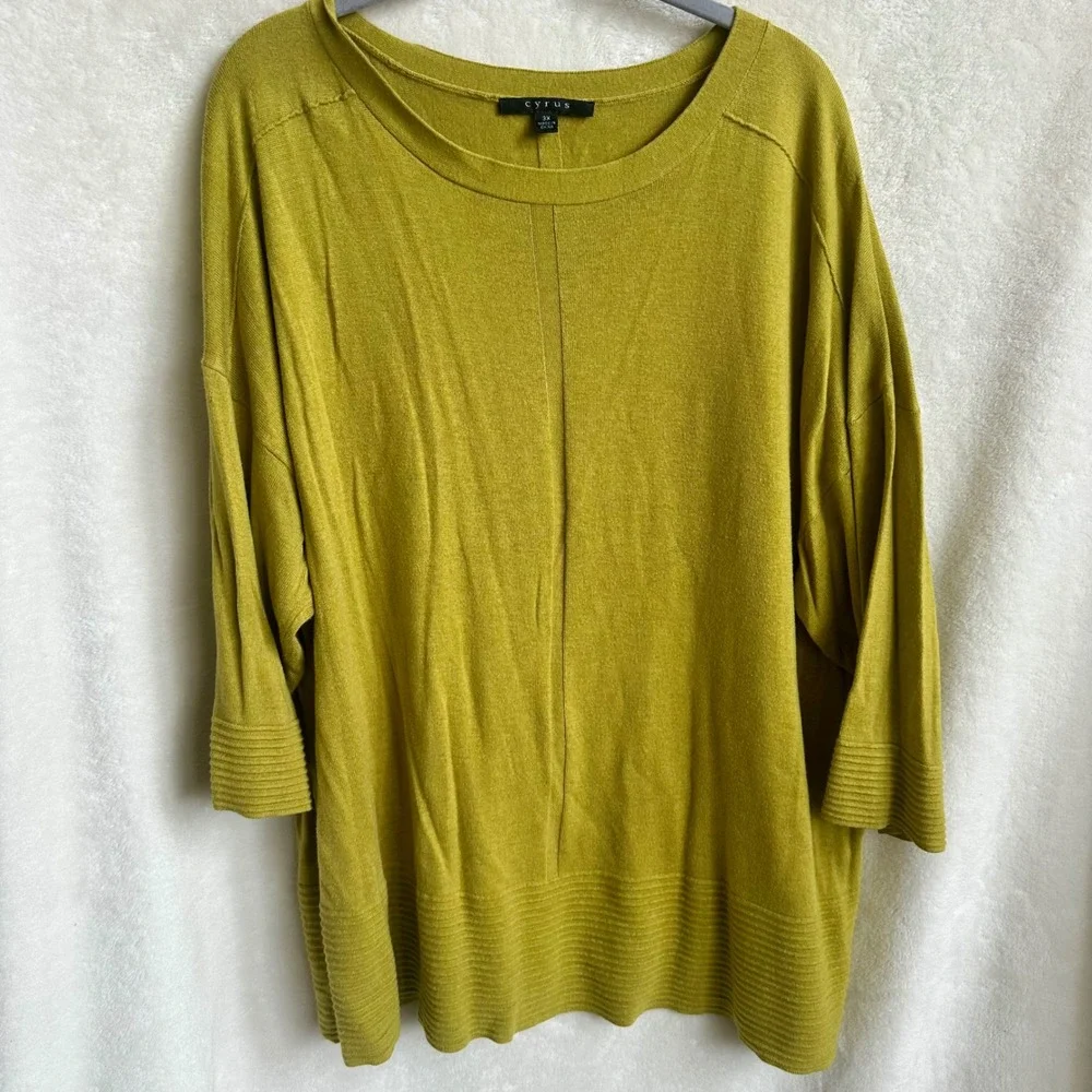 Cyrus Chartreuse Acid Green Oversized Dolman Sleeve Knit Sweater Plus Size 3X